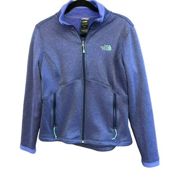 The North Face Women's Purple Full Zip Jacket Green Logo Size Medium EUC - Picture 1 of 5